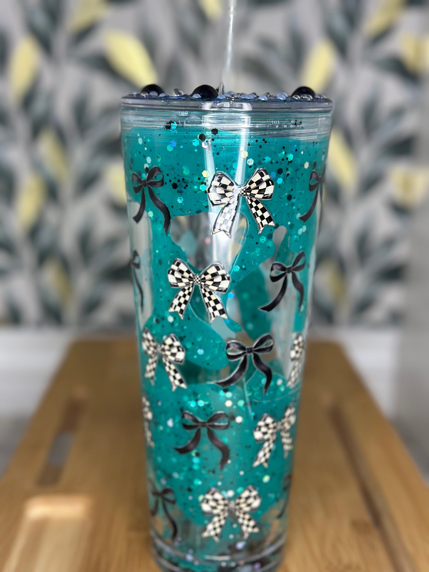 24oz Acrylic Lava Drip cup Checker Bows