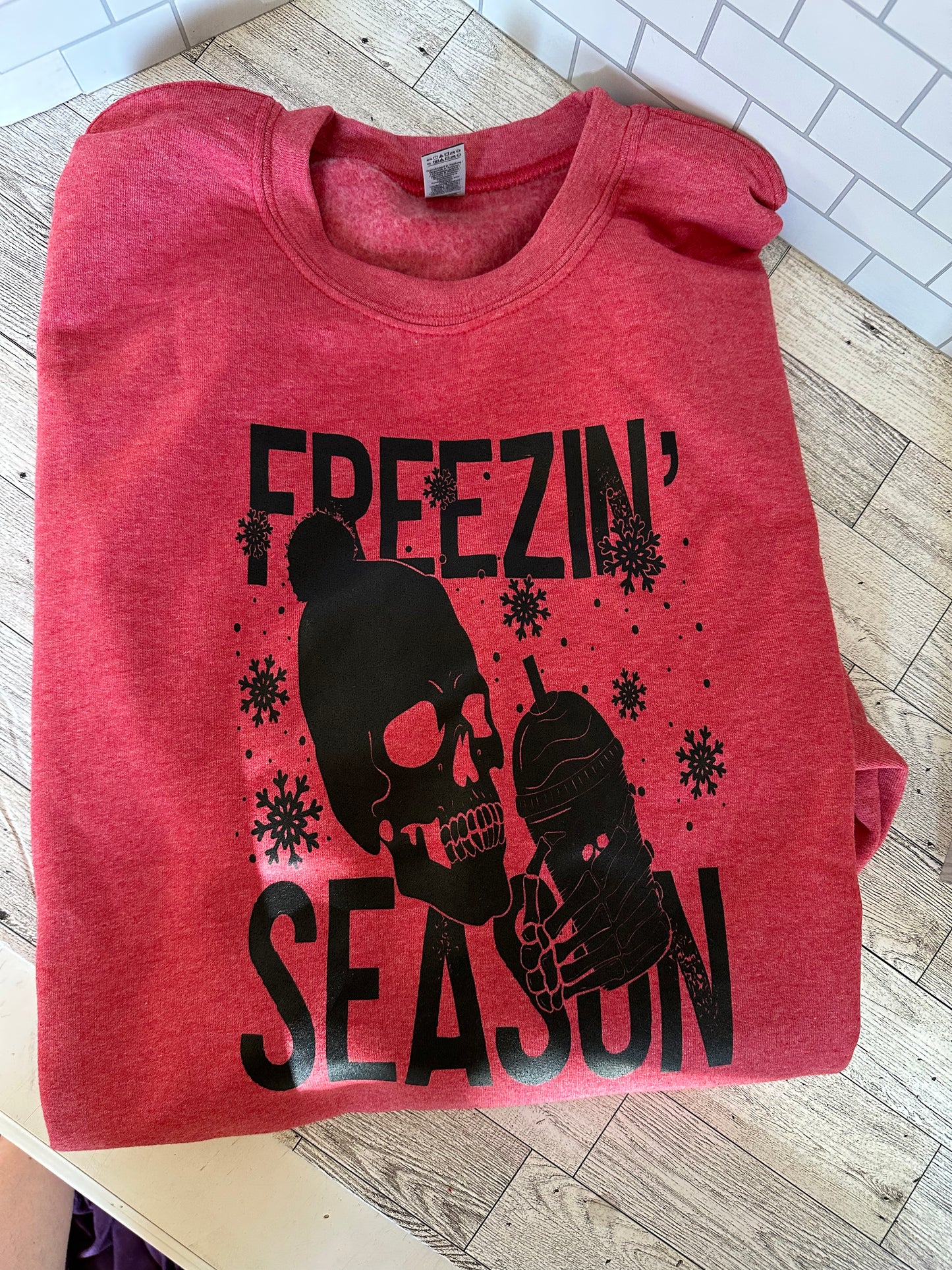 Freezin Season (Front Design)- Gildan crewneck Sweatshirt