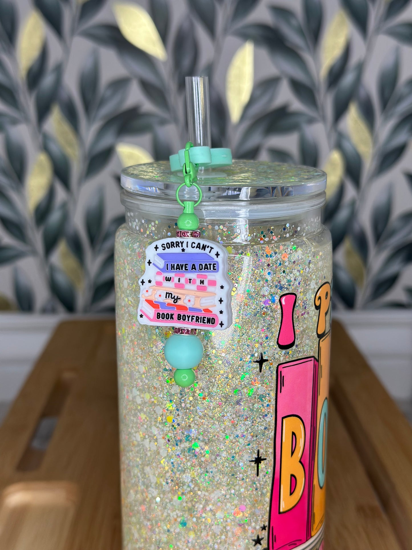 20oz Acrylic Snowglobe cup Books Over People