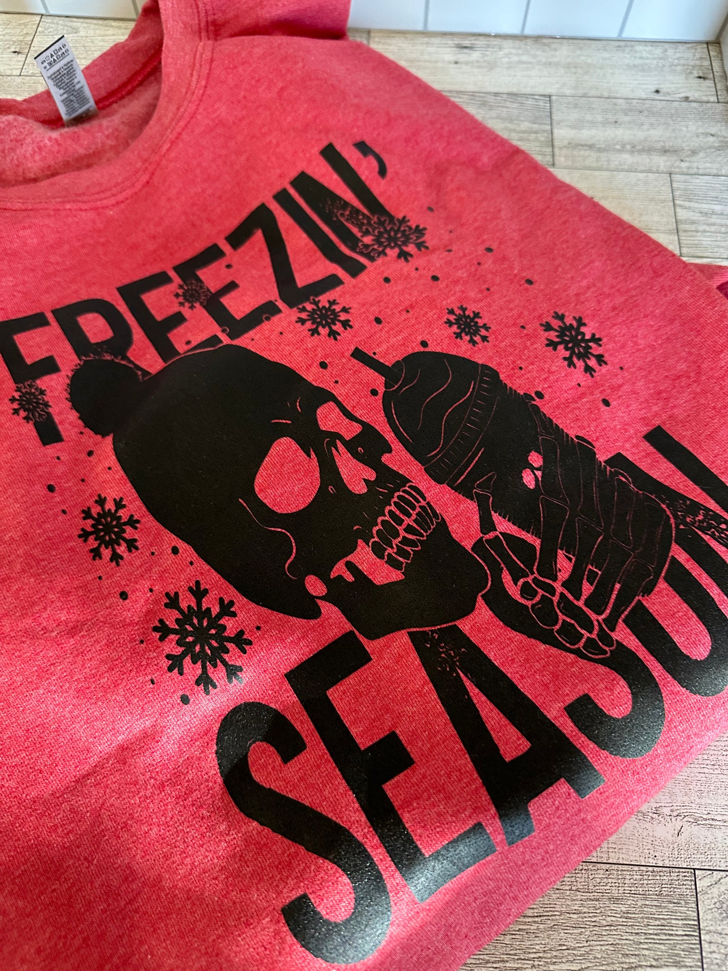 Freezin Season (Front Design)- Gildan crewneck Sweatshirt