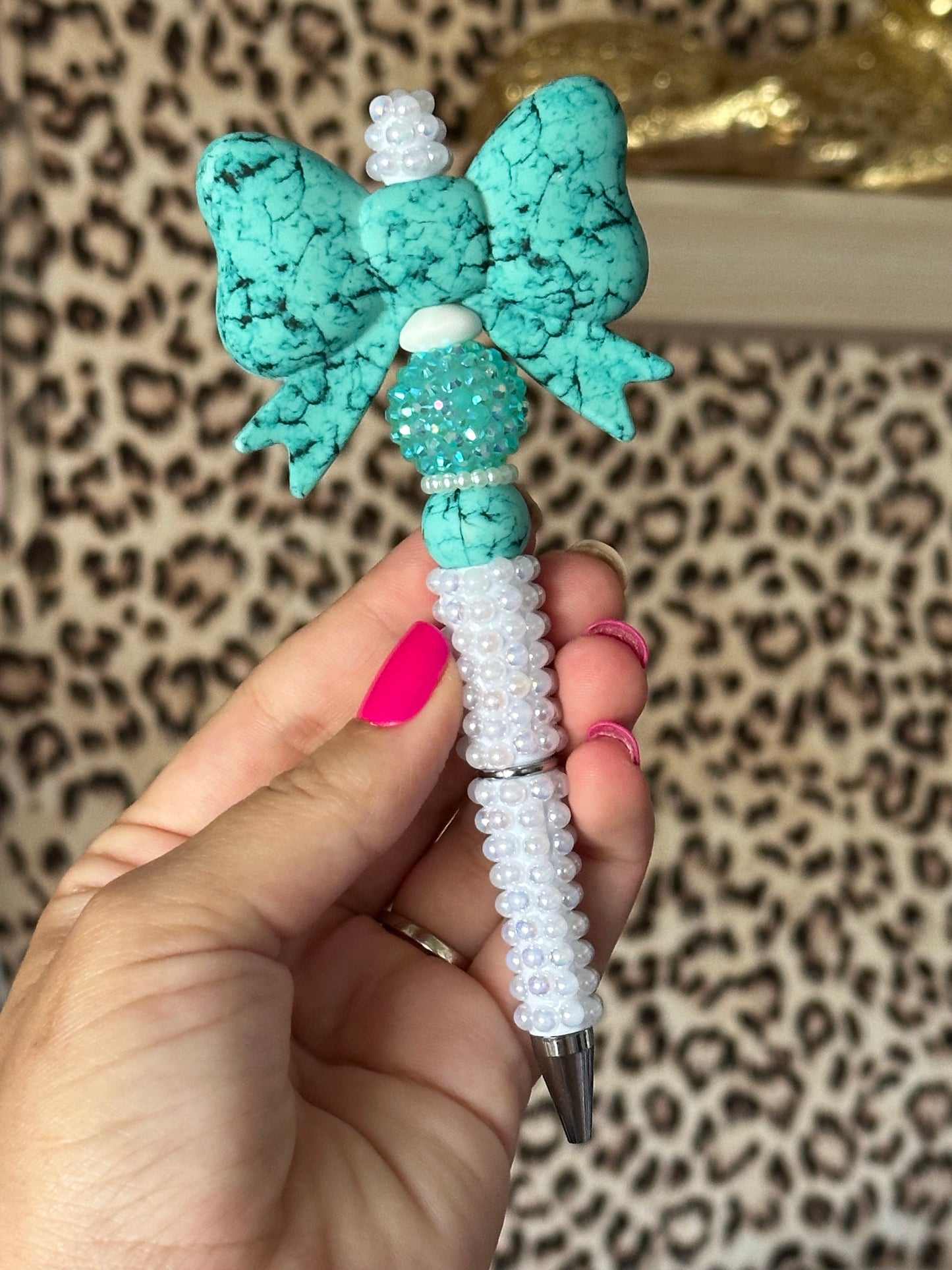 Turquoise Bow pearl Boujie Pen