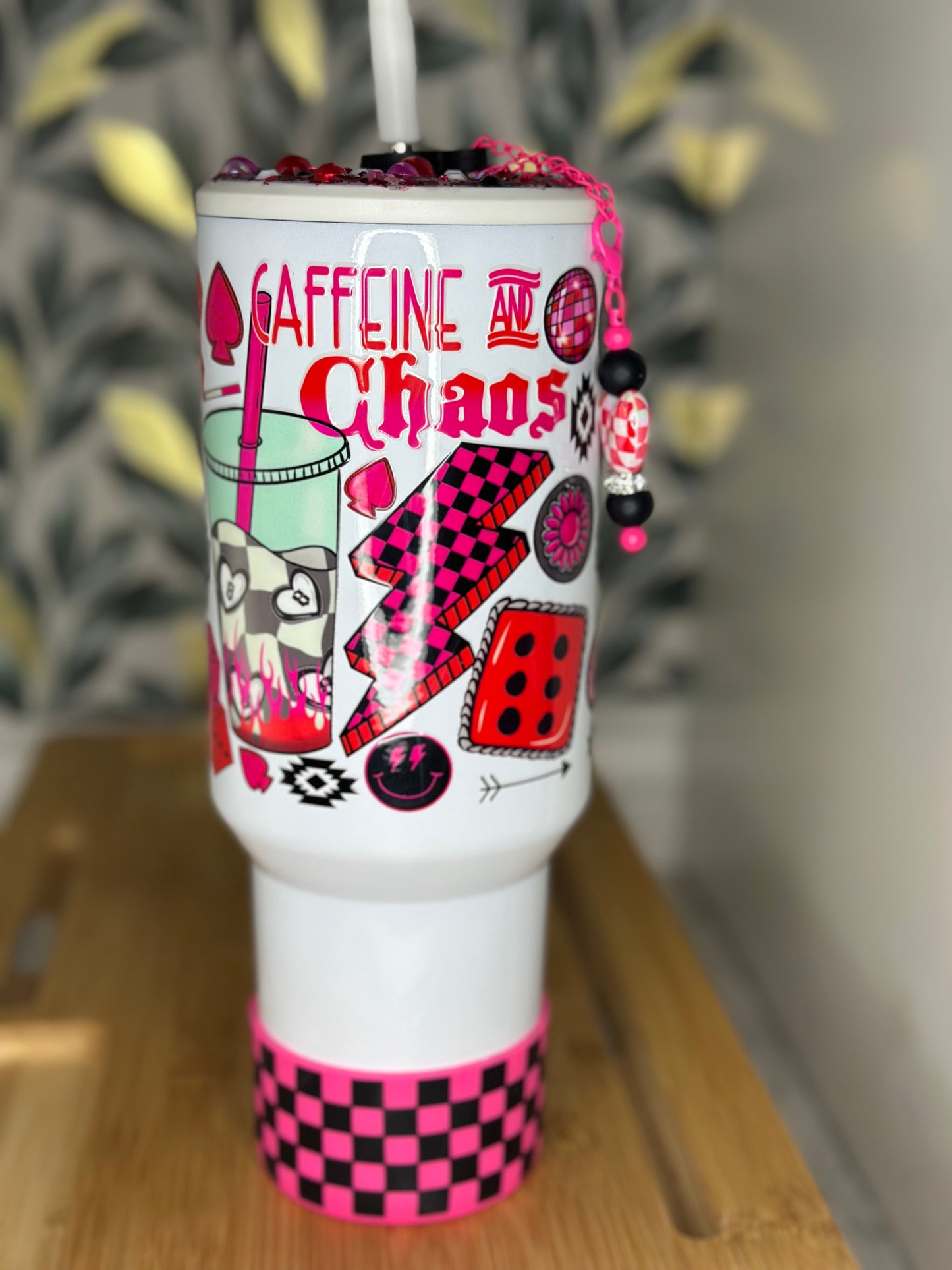 40oz Stainless Steel tumbler Caffeine & Chaos