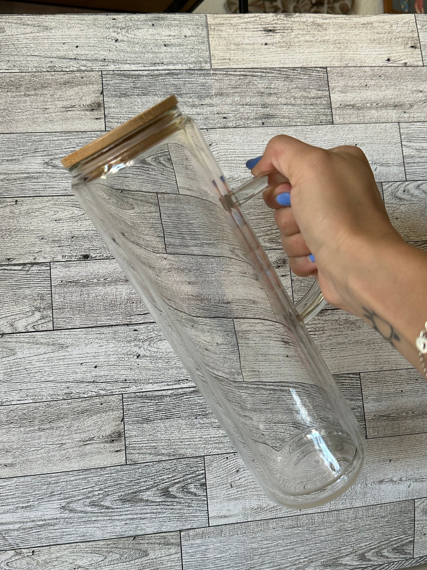 25 oz Glass Custom Snowglobe Cup with Handle