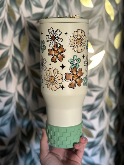 40oz Stainless steel neautral flower no spill tumbler