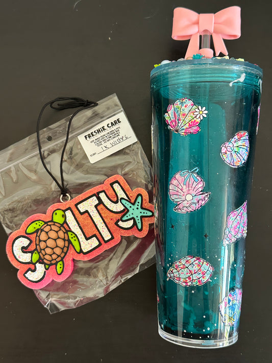 Beachy Lava 24oz Acrylic Tumbler with Freshie