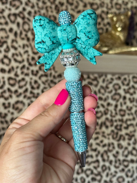 Turquoise Bow Boujie Pen