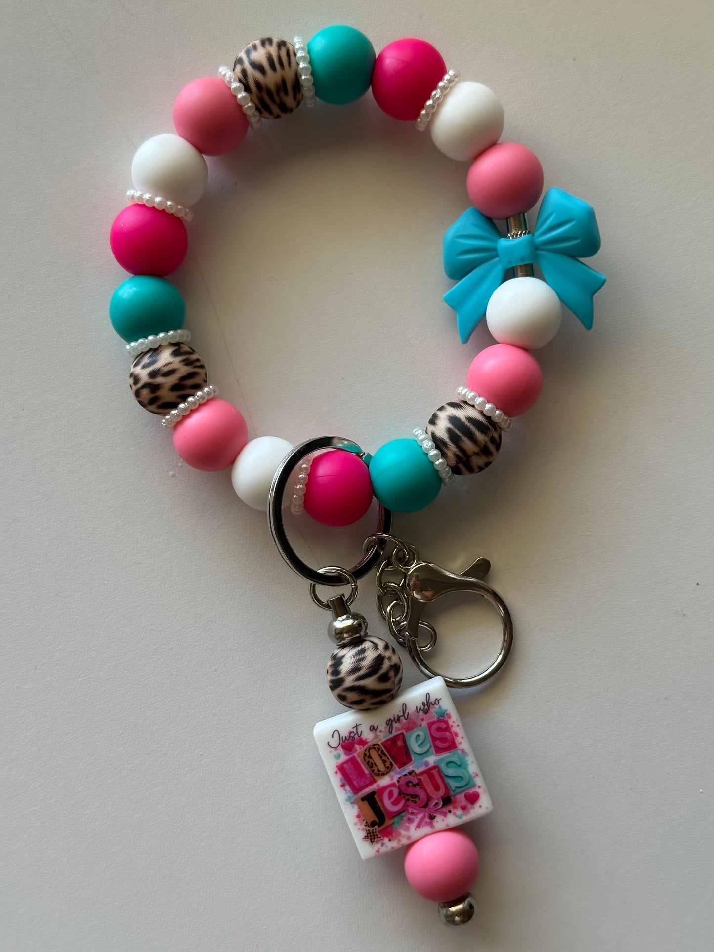 Just a girl who loves Jesus Wristlet Keychain