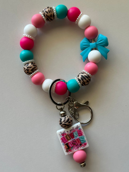 Just a girl who loves Jesus Wristlet Keychain