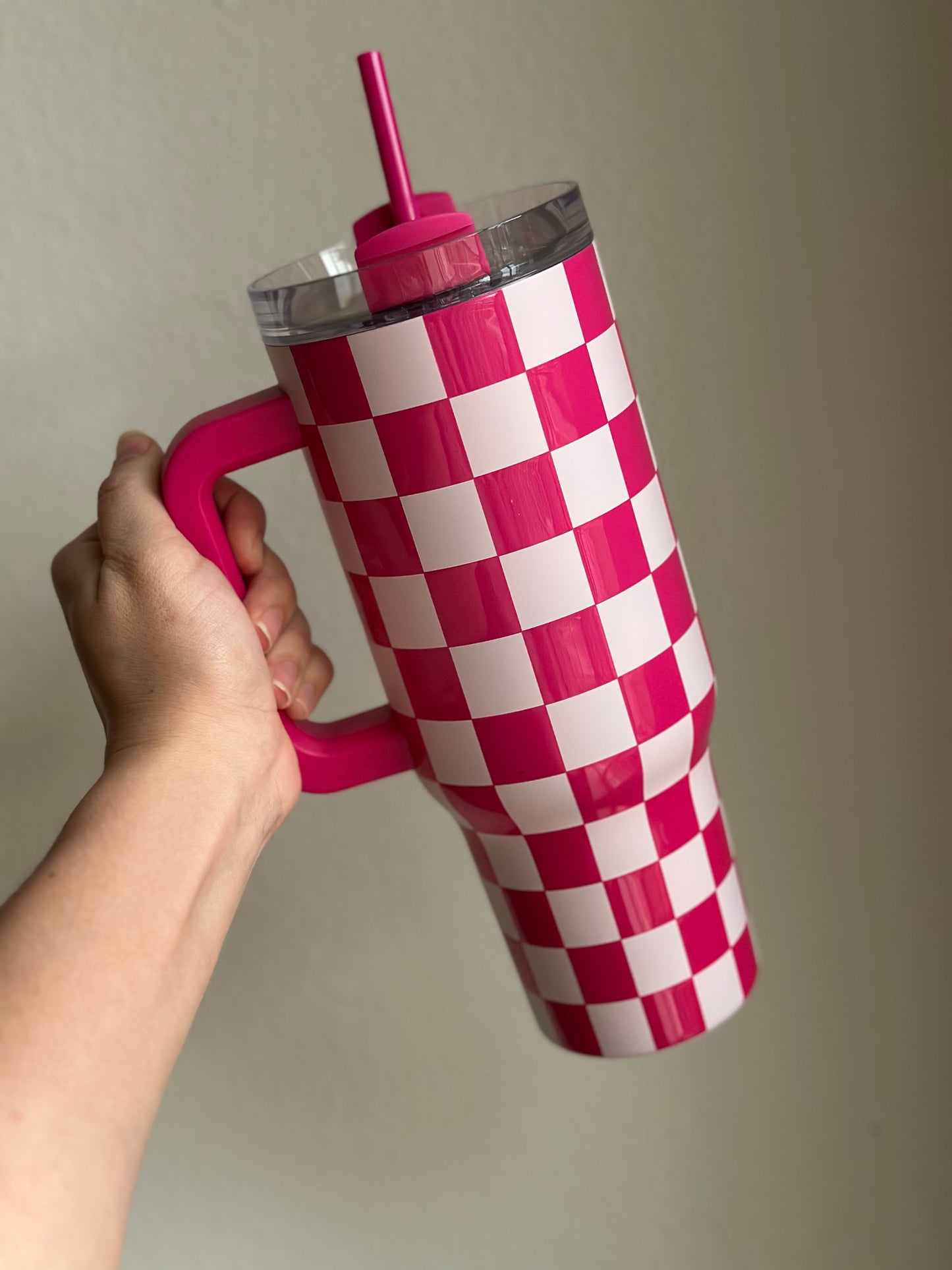 40oz Stainless Steel Checkered Custom Tumbler