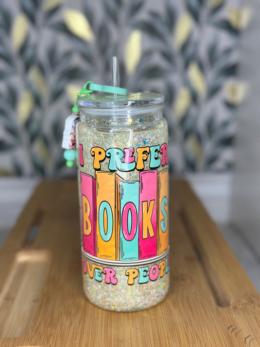 20oz Acrylic Snowglobe cup Books Over People