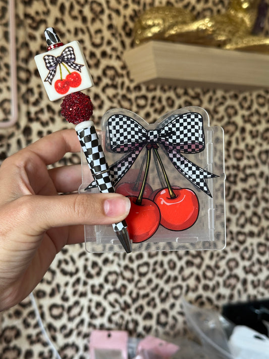 Checkered Cherry pen & pen box set