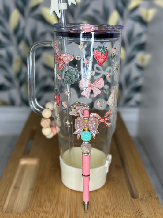40oz Glass tumbler whimsical Forrest