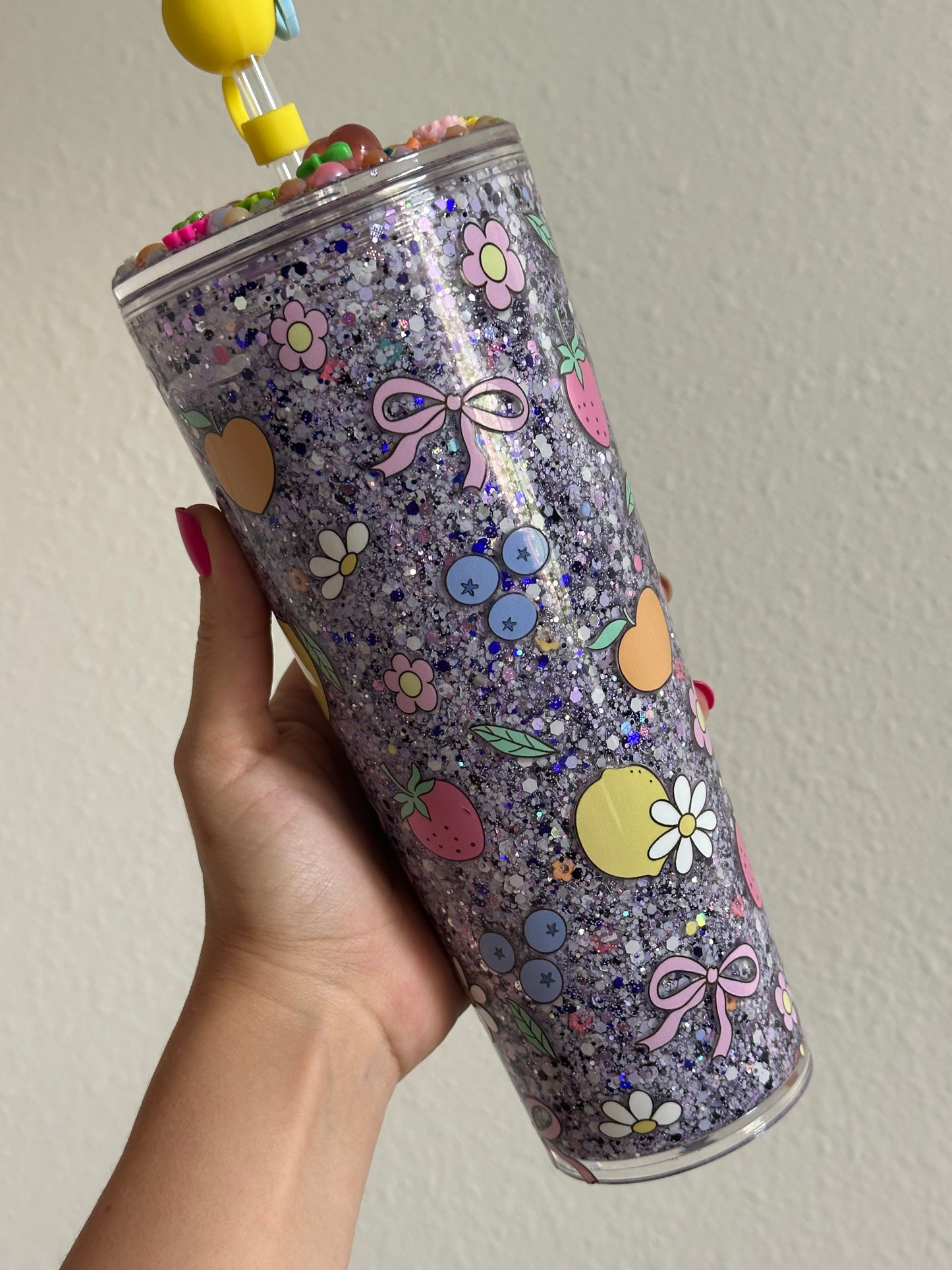 Summer fruits 24oz Acrylic Tumbler with Freshie