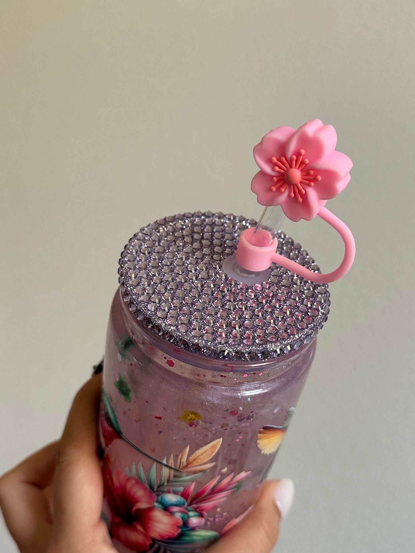 Hummingbird Floral 20oz Acrylic Tumbler with Freshie