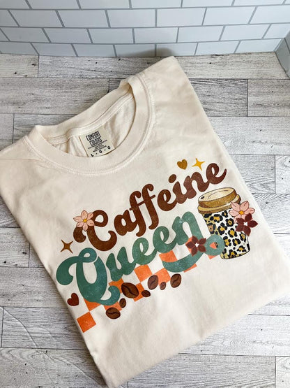 Caffeine Queen (Distressed Design) - Comfort Colors T-Shirt