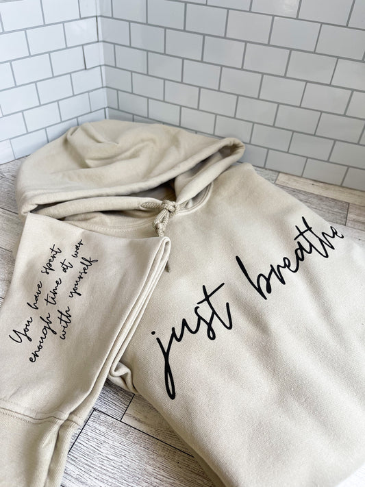 Just Breath (Front & Right Sleeve Design)- Gildan Hoodie