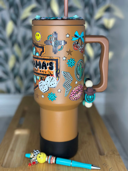 40oz Stainless Steel tumbler Feral Mama Social Club