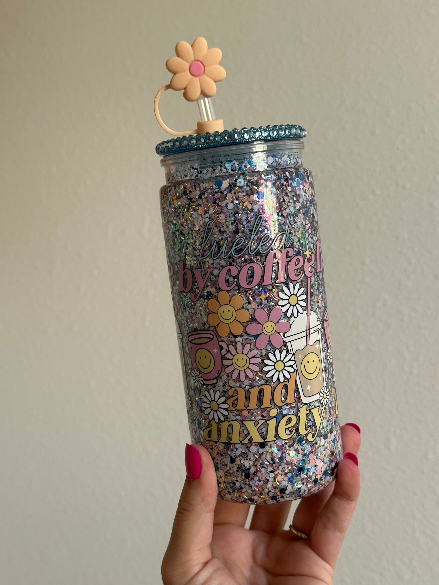 Iced Coffee & Anxiety 20oz Acrylic Tumbler with Freshie
