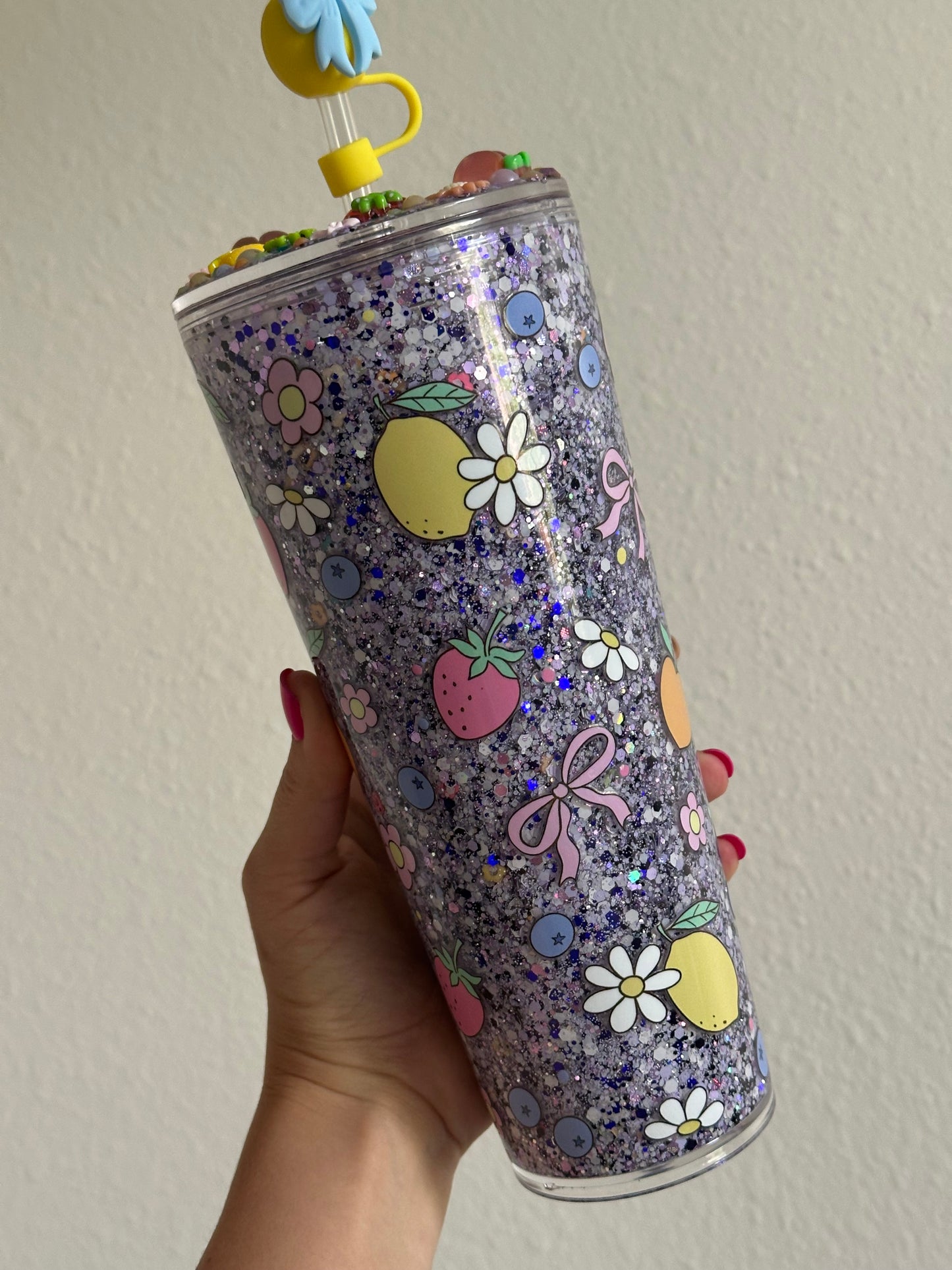Summer fruits 24oz Acrylic Tumbler with Freshie