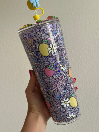 Summer fruits 24oz Acrylic Tumbler with Freshie