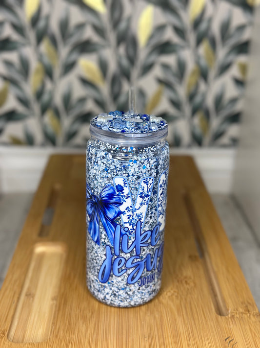 20oz Acrylic Snowglobe cup Love Like Jesus.
