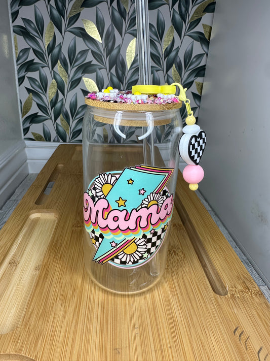 16oz Glass Can cup Retro Mama