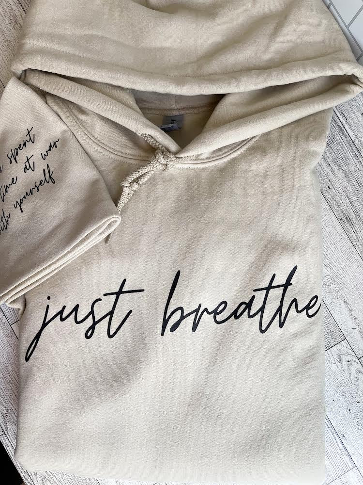 Just Breath (Front & Right Sleeve Design)- Gildan Hoodie