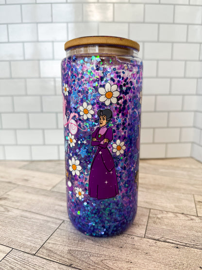 16 oz Cinderella glass snow globe cup