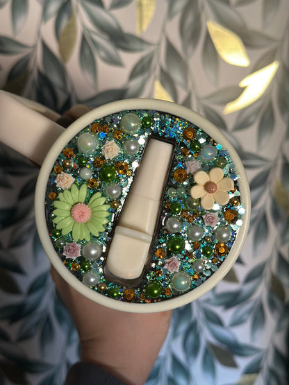 40oz Stainless steel neautral flower no spill tumbler