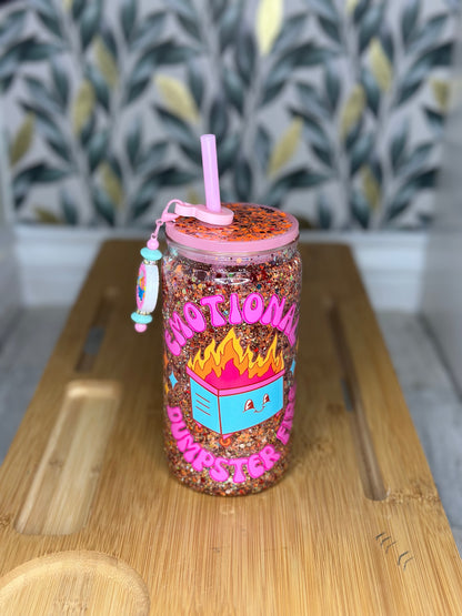 16oz Acrylic Snowglobe cup Emotional Dumpster Fire