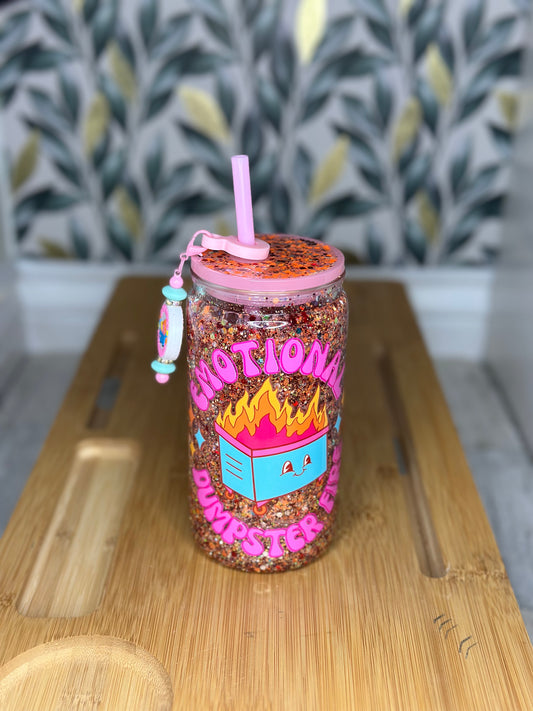 16oz Acrylic Snowglobe cup Emotional Dumpster Fire