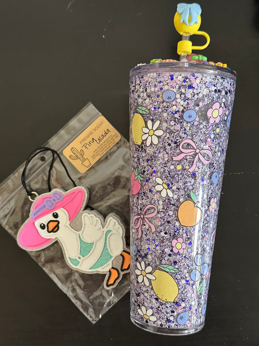 Summer fruits 24oz Acrylic Tumbler with Freshie