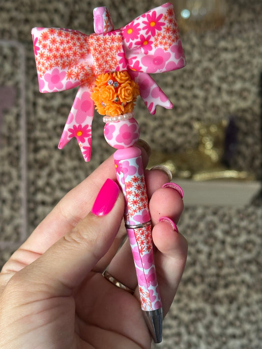 Pink Orange Floral Pen