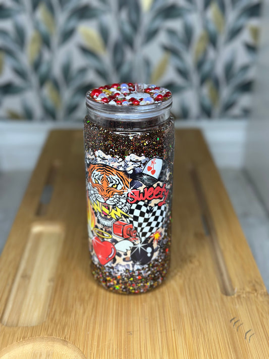20oz Acrylic Snowglobe cup Lightning Tiger