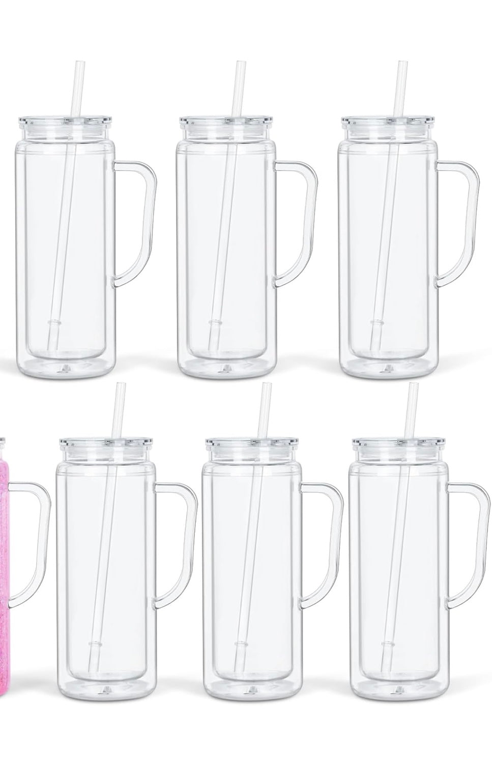 20oz Custom Acrylic Snowglobe Cup with handle