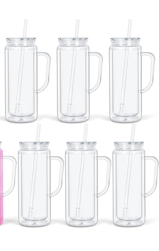 20oz Custom Acrylic Snowglobe Cup with handle