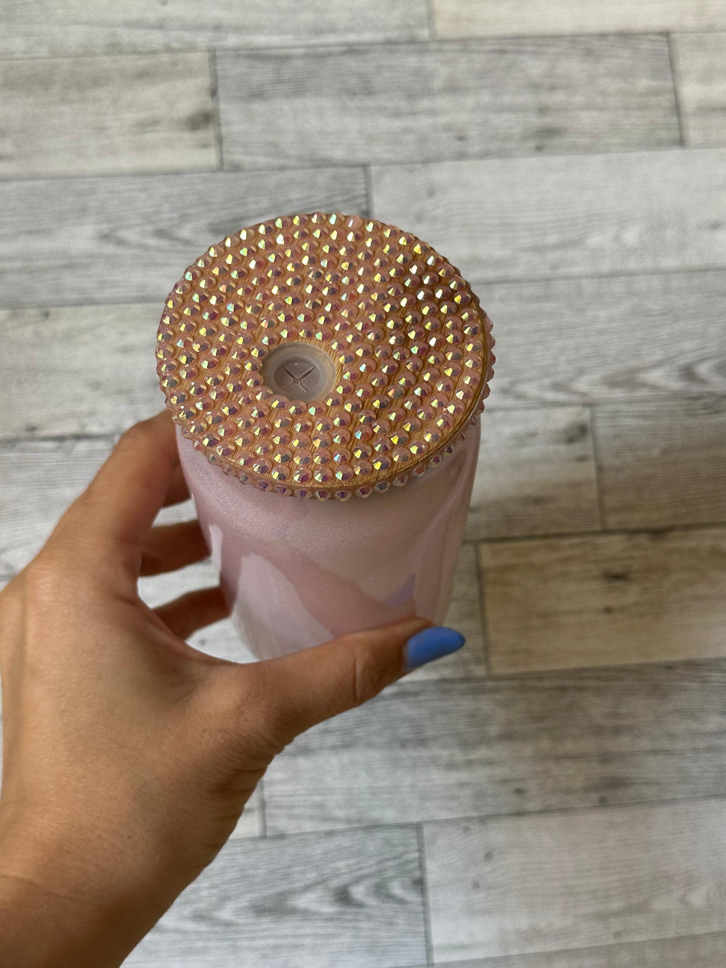 16 oz Glass Custom Glitter Cup