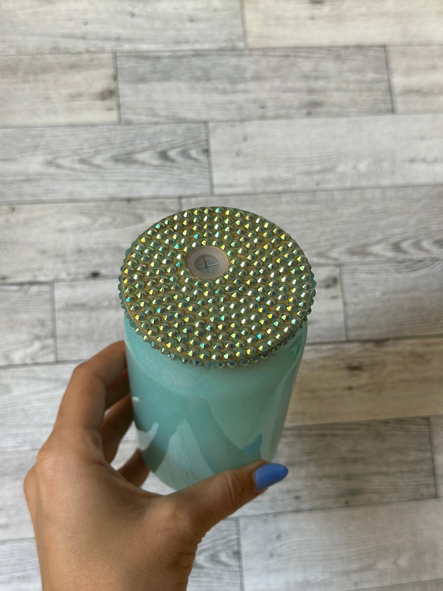 16 oz Glass Custom Glitter Cup