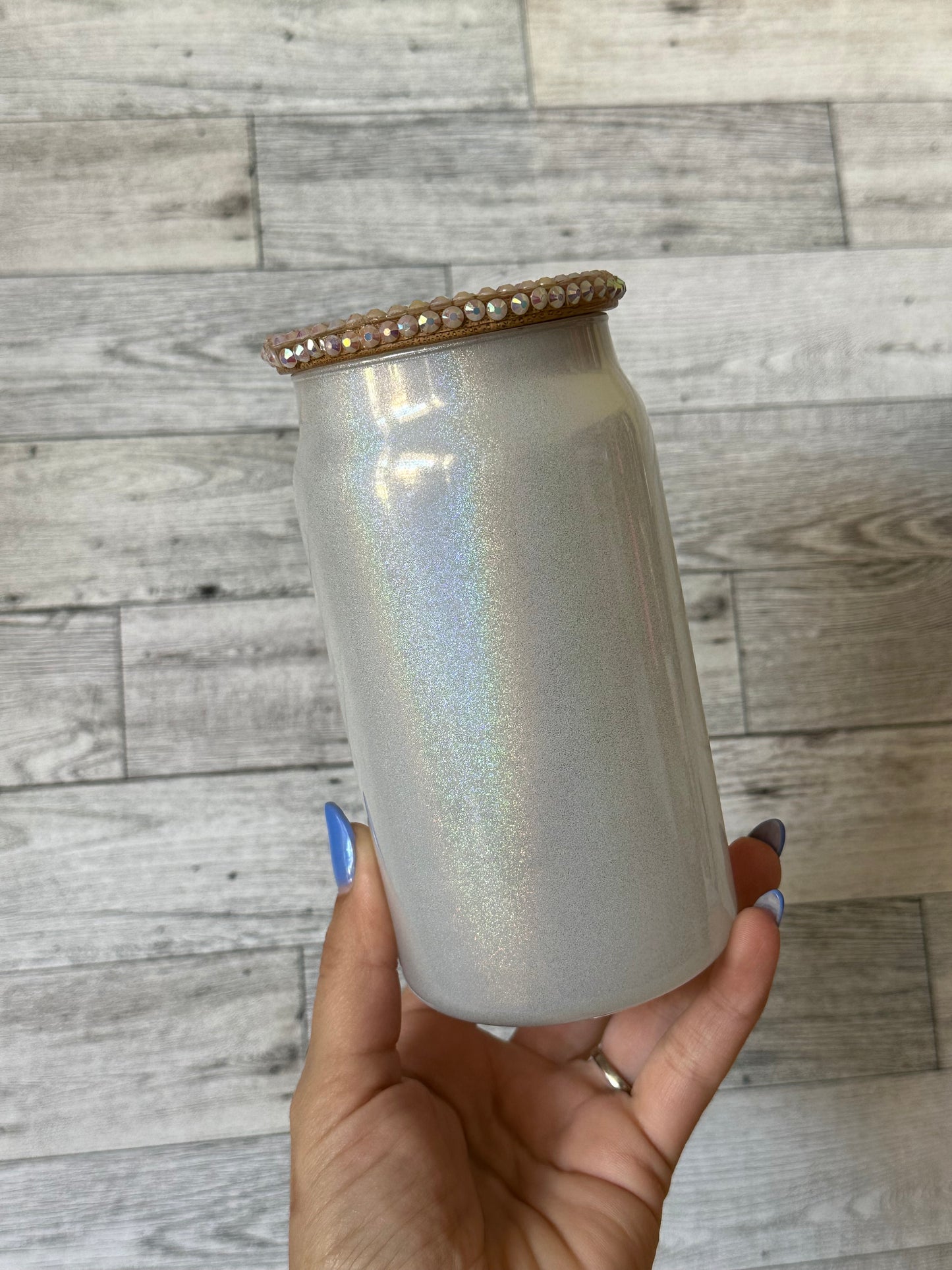 16 oz Glass Custom Glitter Cup