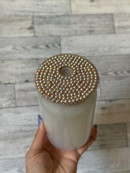 16 oz Glass Custom Glitter Cup