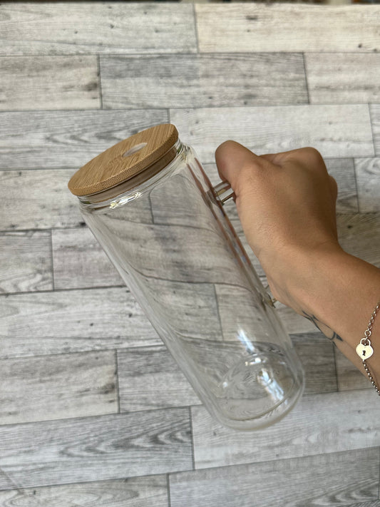 20 oz Glass Custom Snowglobe Cup with Handle